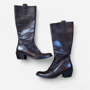 Vera Gomma Made in Italy Brown Leather Knee-High Boots 🤎